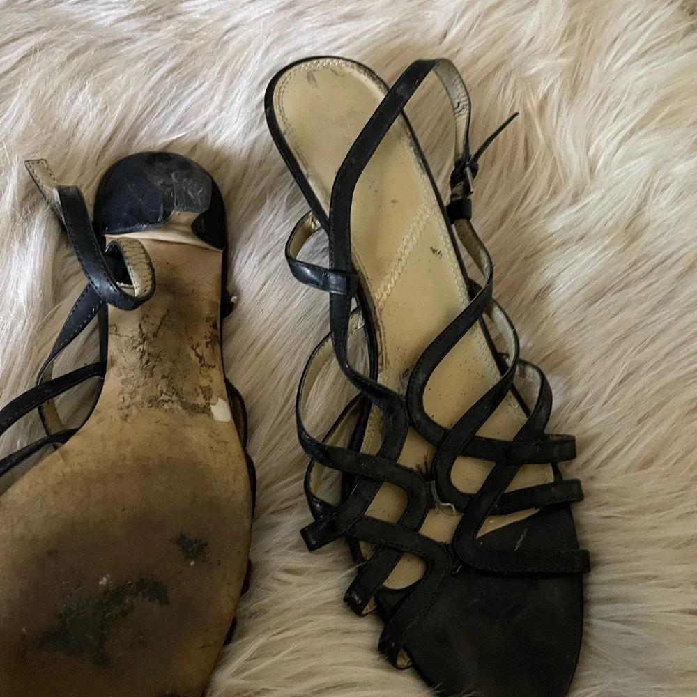 Tahari Black Strappy Heeled Sandals